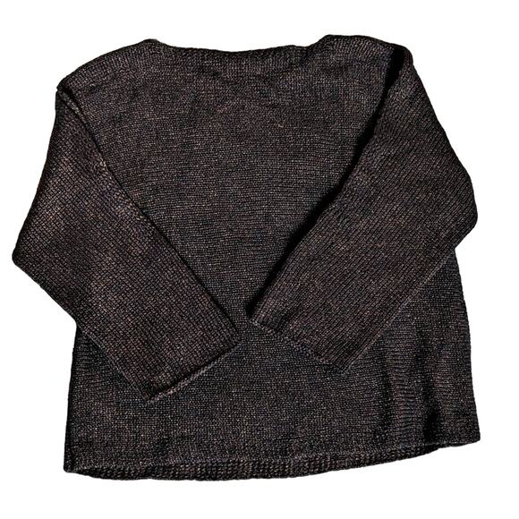 Eileen Fisher Organic Linen Blend Open 3/4 Sleeve Lightweight Summer Sweater - Picture 2 of 6